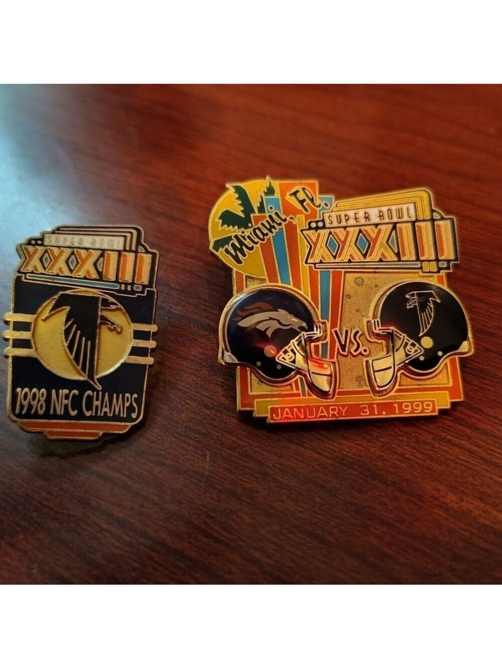 Super Bowl XXXIII Commemorative Pins - 1999 Miami Super Bowl